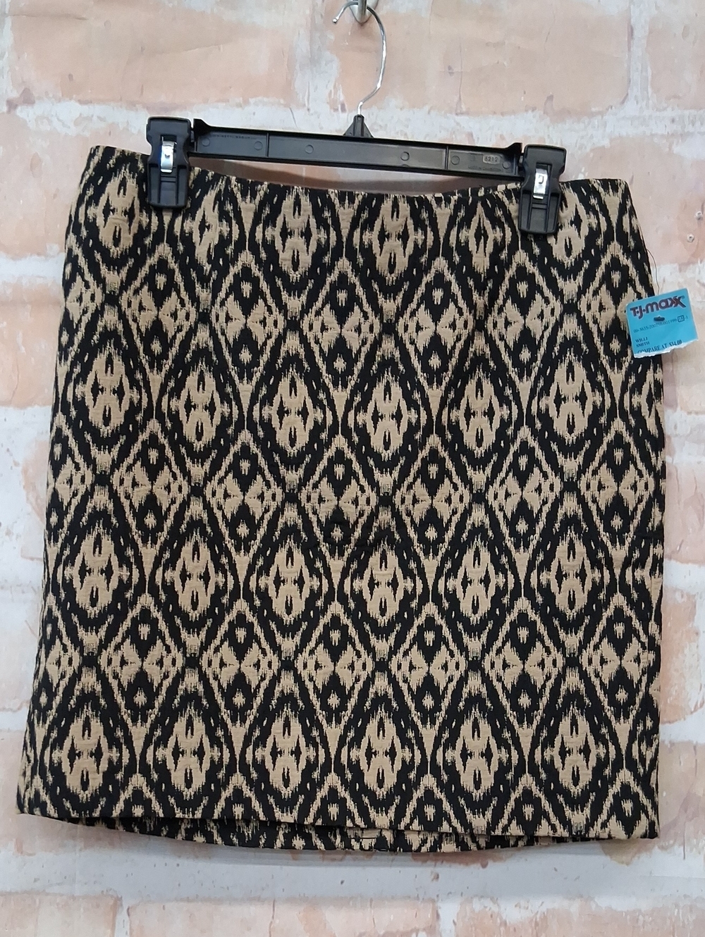 NWT Willi Smith Black and Tan Geometric Pencil Skirt